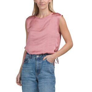 TASH & SOPHIE Blush Made In Usa Elastic Hem Side Ties Top